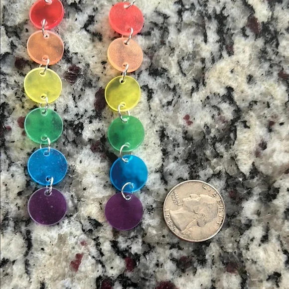 New Rainbow Circle Dangle Earrings - Picture 2 of 4